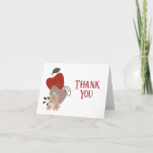 アップルをテーマにしたベビーシャワーまたは誕生日 サンキューカード (正面)