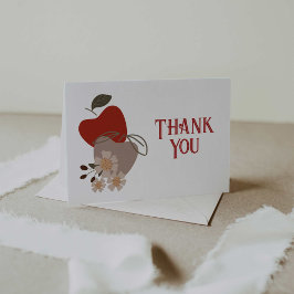 アップルをテーマにしたベビーシャワーまたは誕生日 サンキューカード