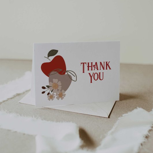 アップルをテーマにしたベビーシャワーまたは誕生日 サンキューカード