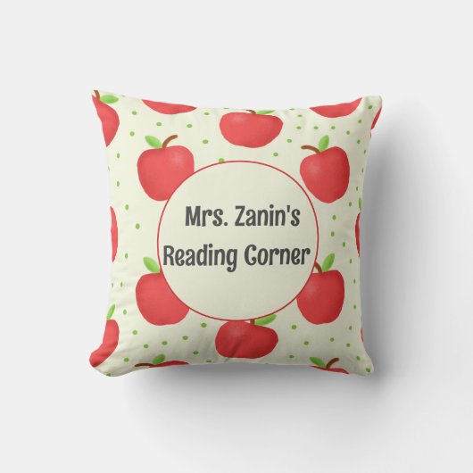 アップルをテーマにした先生読評価のコーナー クッション (正面)