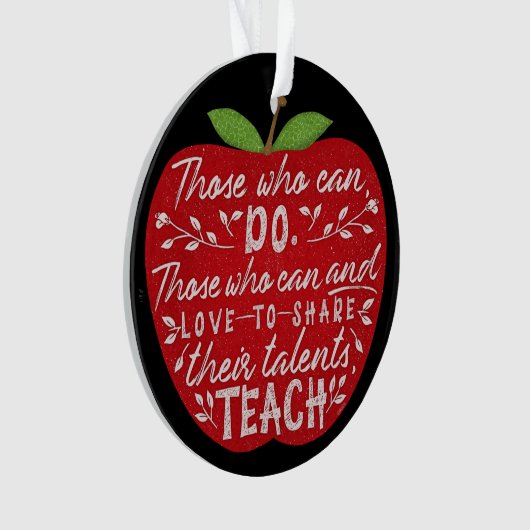 アップルを教え引用文できる人|先生名 オーナメント (正面)