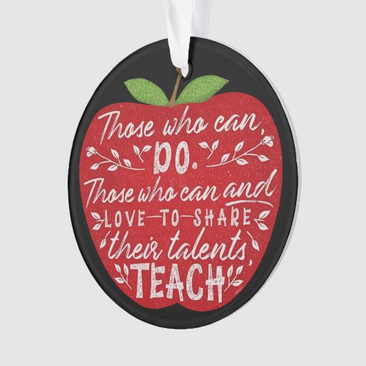 アップルを教え引用文できる人|先生名 オーナメント (正面)
