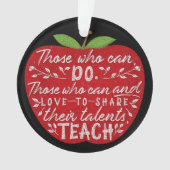 アップルを教え引用文できる人|先生名 オーナメント (正面)