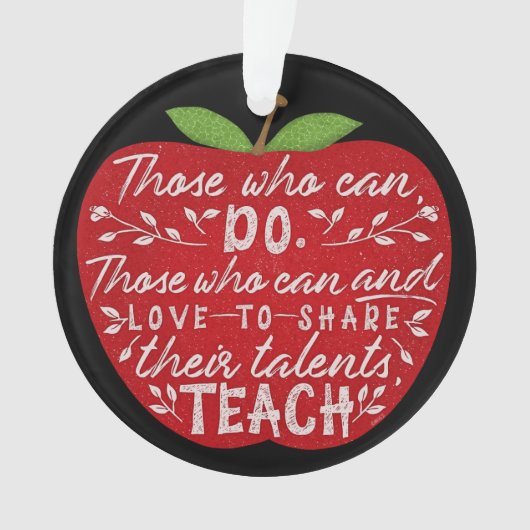 アップルを教え引用文できる人|先生名 オーナメント (正面)