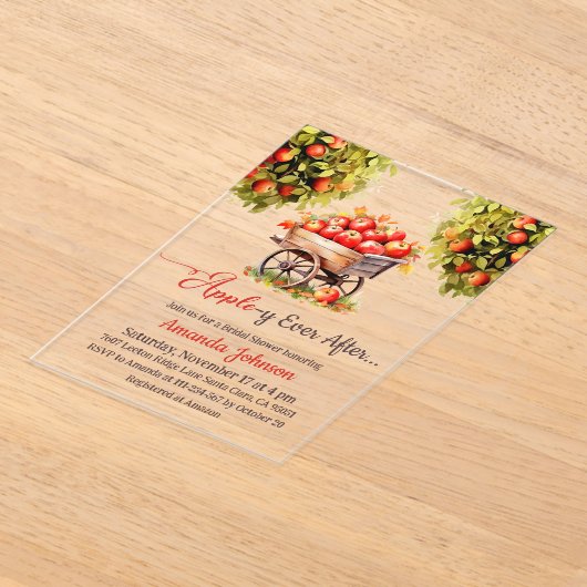 アップルイエバーアフター秋市場ブライダルシャワー アクリル招待状 (レイダウン)