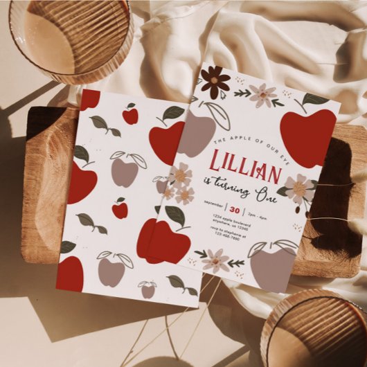 アップルオブザアイアップルをテーマにした誕生日 招待状