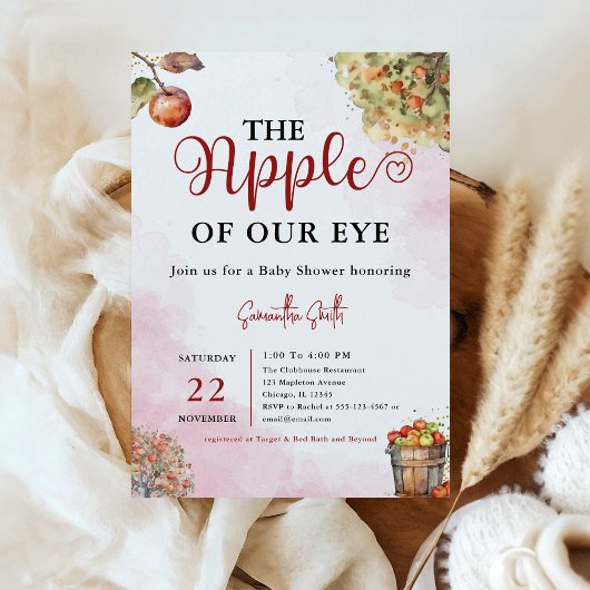 アップルオブザアイウォーター色秋アップルベビーシャワー 招待状