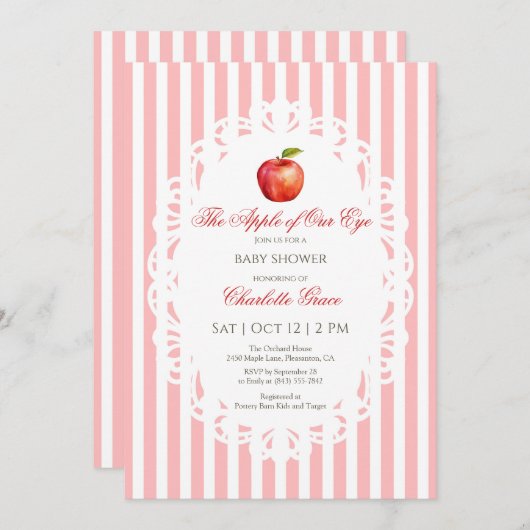 アップルオブザアイベビーシャワー招待状 サンキューカード (正面/裏面)