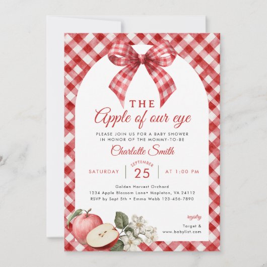 アップルオブザアイベビーシャワー招待状 招待状 (正面)