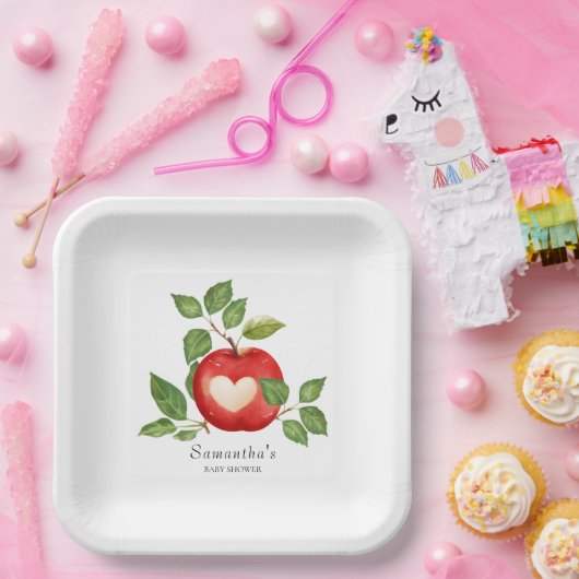 アップルオブザアイ秋収穫赤素朴ちゃんシャワー ペーパープレート (パーティー)