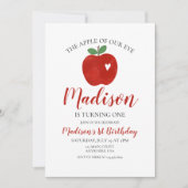 アップルオブザアイ1歳の誕生日招待状 招待状 (正面)