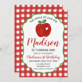 アップルオブザアイ1歳の誕生日招待状 招待状 (正面/裏面)