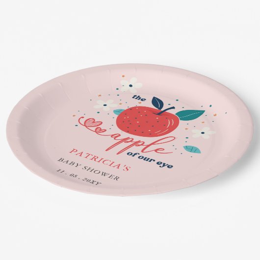 アップルオブザウアアイ秋ガールベビーシャワー ペーパープレート (アングル)