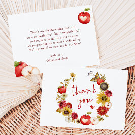 アップルオブザウアイアイフローラリース秋ベビーシャワー サンキューカード