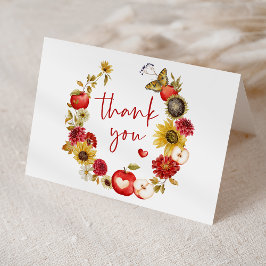 アップルオブザウアイアイフローラリース秋ベビーシャワー サンキューカード