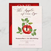 アップルオブザウアイ秋ハーベスト素朴1歳の誕生日 招待状 (正面/裏面)