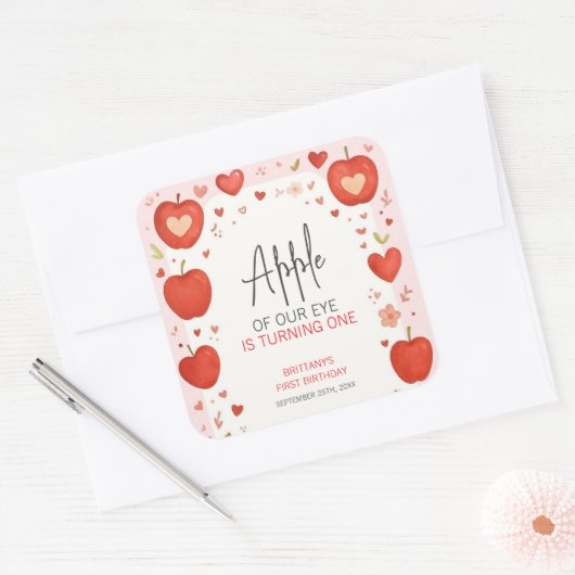 アップルオブザour eye秋をテーマにした誕生日 スクエアシール (封筒)