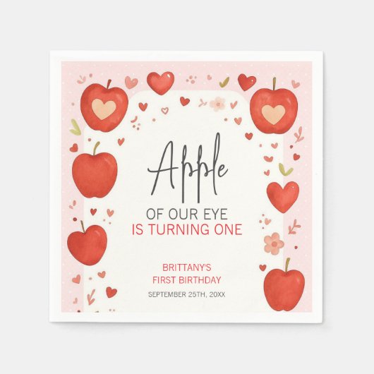 アップルオブザour eye秋をテーマにした誕生日 スタンダードカクテルナプキン (正面)