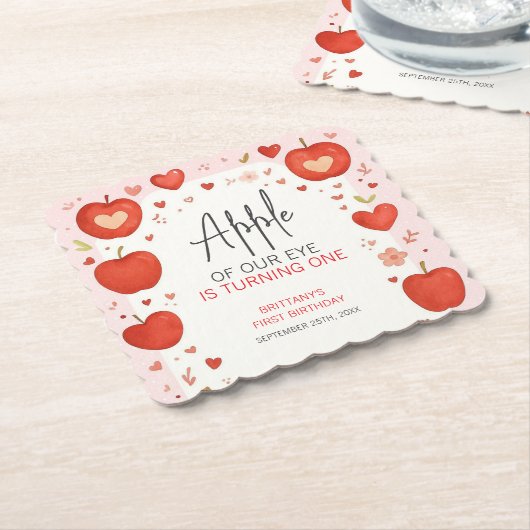 アップルオブザour eye秋をテーマにした誕生日 ペーパーコースター (アングル)