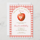 アップルオブザour eye秋レッドギンガムファースト誕生日 招待状 (正面)