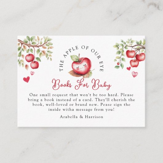 アップルオブザour eye | 赤ちゃんシャワー用の本 エンクロージャーカード (正面)