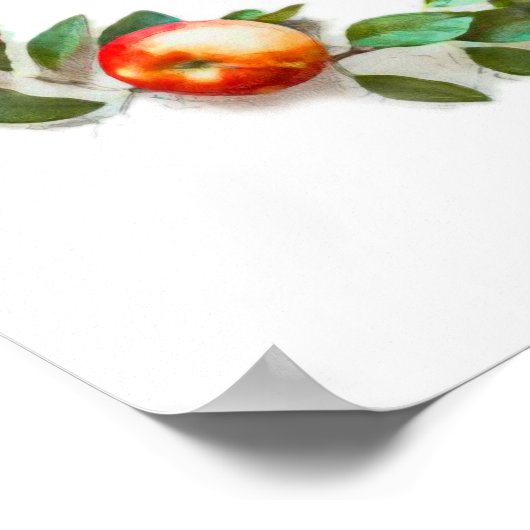 アップルオブマイアイプリントレッド&グリーンファームハウスデコール ポスター (角)