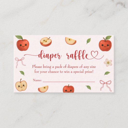 アップルオブマイアイベビーシャワーおむつラッフルチケット エンクロージャーカード (正面)