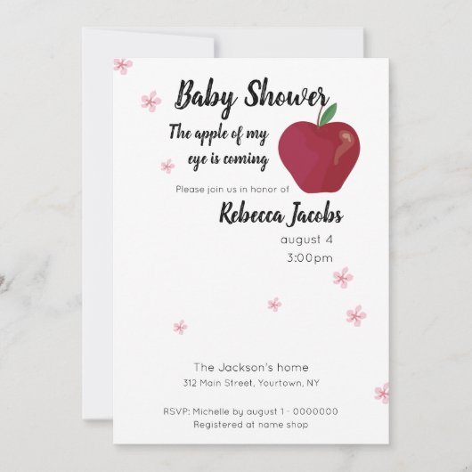 アップルオブマイアイベビーシャワー招待状 招待状 (正面)