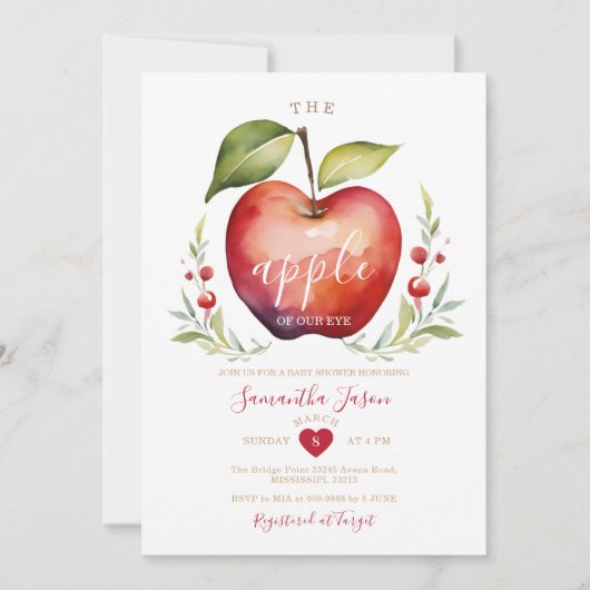 アップルオブマイアイベビーシャワー招待状 招待状 (正面)