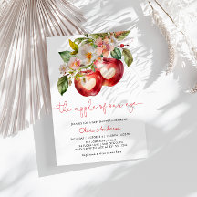 アップルオブマイアイ秋アップルベビーシャワー招待状
