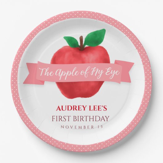 アップルオブマイアイ秋 |夏のテーマ誕生日パーティー ペーパープレート (正面)