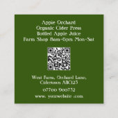 アップルオーチャードサイダープレスツリーフルーツグローワーファーム スクエア名刺 (裏面)