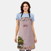 アップルオーチャード名前をカスタムするオールオーバープリントエプロン付き エプロン (着用した状態)