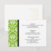 アップルグリーンのダマスク柄ウェディング封筒カード エンクロージャーカード (正面/裏面)