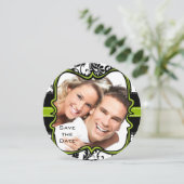 アップルグリーンのダマスク・スワール ウェディング・セーブ・ザ・デート セーブザデート (スタンド正面)