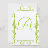 アップルグリーンアンティークフレーム結婚式招待状 招待状 (裏面)