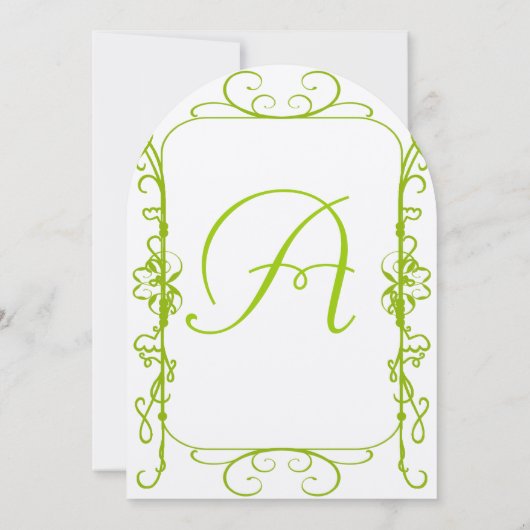 アップルグリーンアンティークフレーム結婚式招待状 招待状 (裏面)