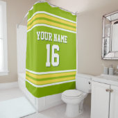 アップルグリーンイエローホワイトストライプスポーツジャージー シャワーカーテン (インサイチュ)