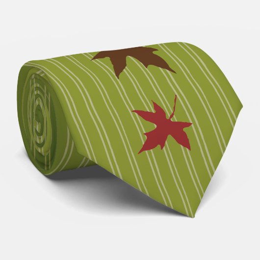 アップルグリーンストライプ紅葉結婚ズタイ ネクタイ (ロール)