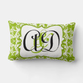 アップルグリーンダマスクブラックモノグラムブライドの枕 ランバークッション (裏面)