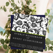 アップルグリーンダマスクモノグラム結婚式招待状 招待状