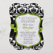 アップルグリーンハートヴィンテージダマスクウェディング招待状 招待状 (正面/裏面)