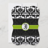 アップルグリーンハートヴィンテージダマスクウェディング招待状 招待状 (裏面)