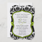 アップルグリーンハートヴィンテージダマスクウェディング招待状 招待状 (正面)
