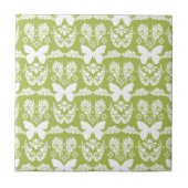 アップルグリーンバタフライダマスクセラミックタイル五徳 タイル (正面)