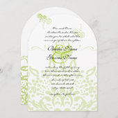 アップルグリーンビーズとハート結婚式招待状 招待状 (正面/裏面)