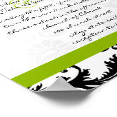 アップルグリーンブラックダマスクウェディング招待状 ポスター (角)