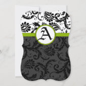 アップルグリーンブラックダマユニークスクウェディング招待状 招待状 (裏面)