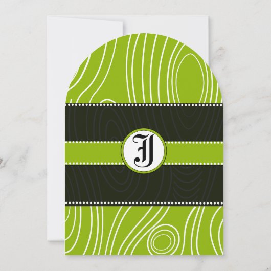 アップルグリーンブラックヴィンテージ木目結婚粒 招待状 (裏面)