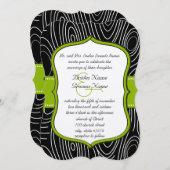 アップルグリーンブラックヴィンテージ木目結婚粒 招待状 (正面/裏面)